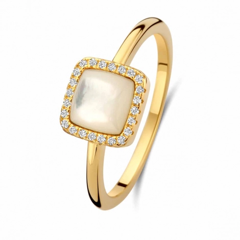 Bague argent - plaqu or  - Nacre et oxydes - Naiomy