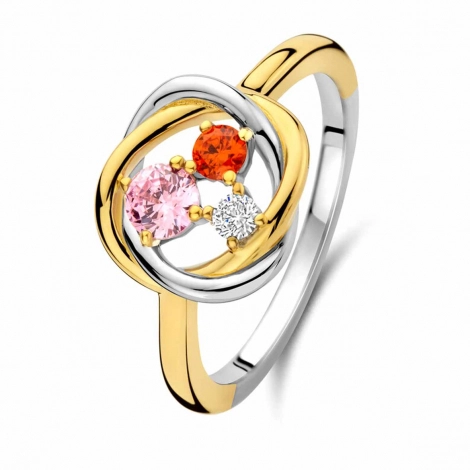 Bague argent plaqu or - Pierres multicolores - Naiomy