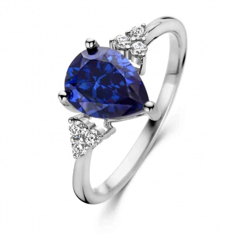Bague argent avec tanzanite synthtique et sertie de Zirconium - Naiomy 