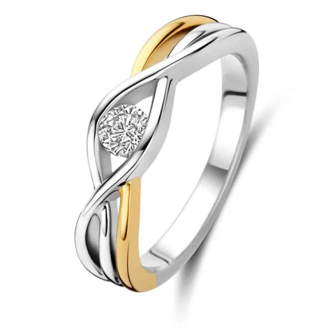 Bague argent bicolore sertie de Zirconium  - Naiomy Silver
