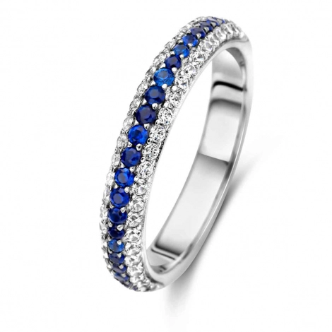 Bague Argent zirconium bleu et blanc Naiomy 