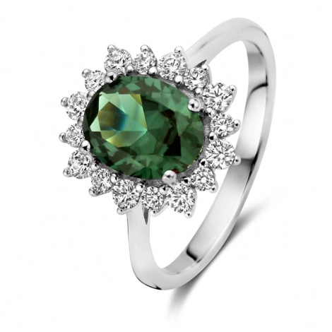 Bague Argent zirconium vert - blanc Naiomy 