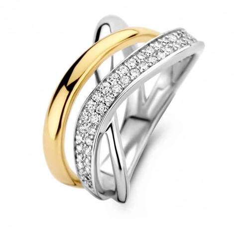 Bague bicolore sertie de zirconium Naiomy Silver