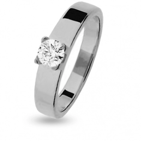 Bague de fianaille solitaire or blanc 0,35 carat