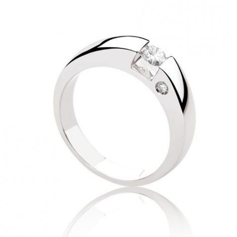 Bague de fianailles solitaire or blanc