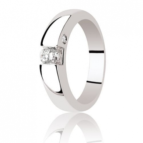 Bague de fianailles solitaire or blanc