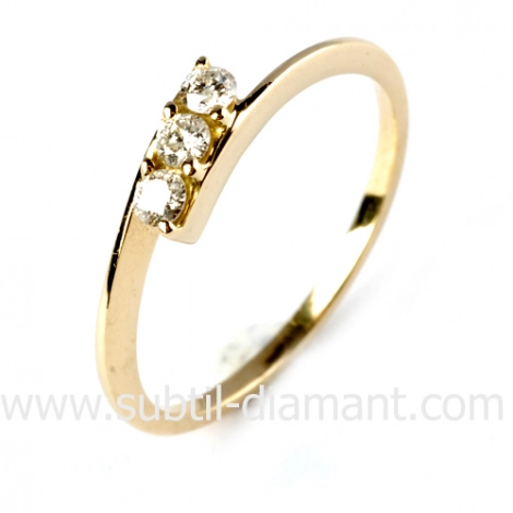 Bague diamant trilogie or