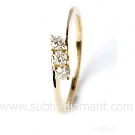 Bague diamant trilogie or