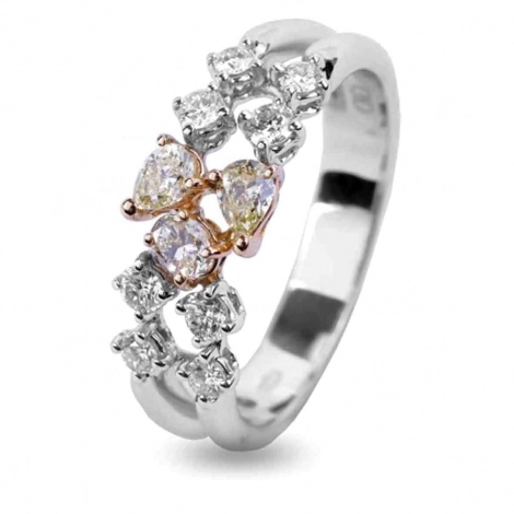 Bague Diamants Blancs et Diamants Jaunes