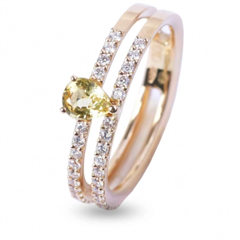 Bague Diamants Blancs et Diamants Jaunes
