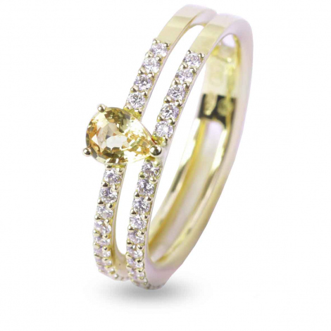 Bague Diamants Blancs et Diamants Jaunes