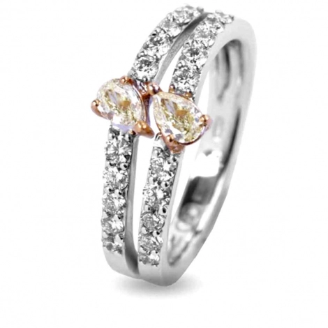 Bague Diamants Blancs et Diamants Jaunes