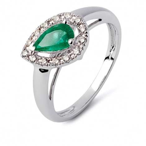 Bague meraude et diamant