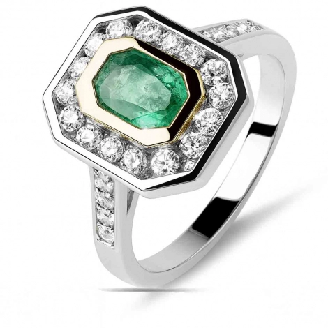 Bague meraude et diamants