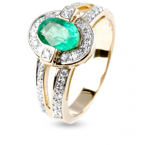 Bague meraude et diamants