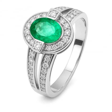 Bague meraude et diamants
