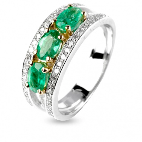 Bague meraude et diamants