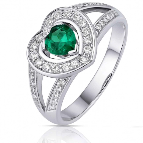 Bague meraude et diamants