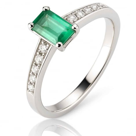 Bague meraude et diamants