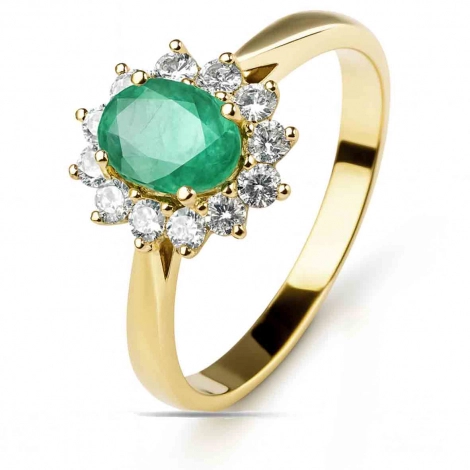 Bague meraude et diamants