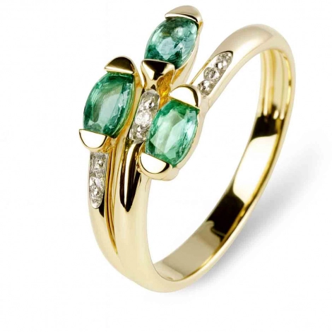 Bague meraude et diamants