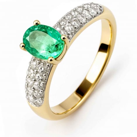 Bague meraude et diamants
