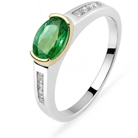 Bague meraude et diamants