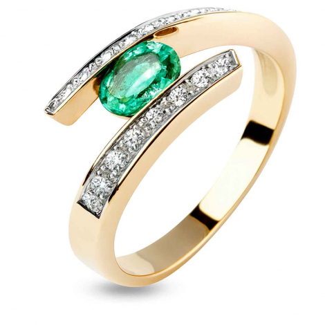 Bague meraude et diamants