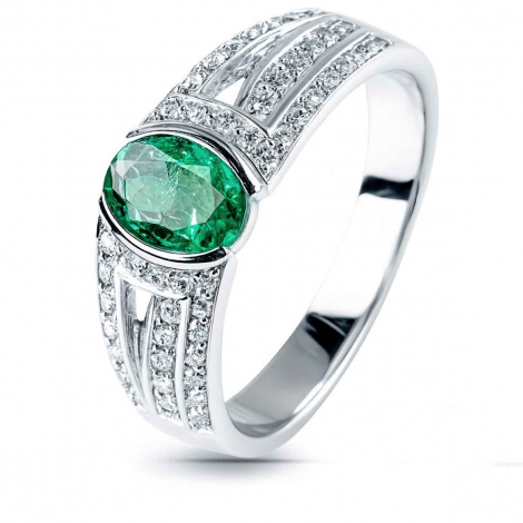 Bague meraude et diamants