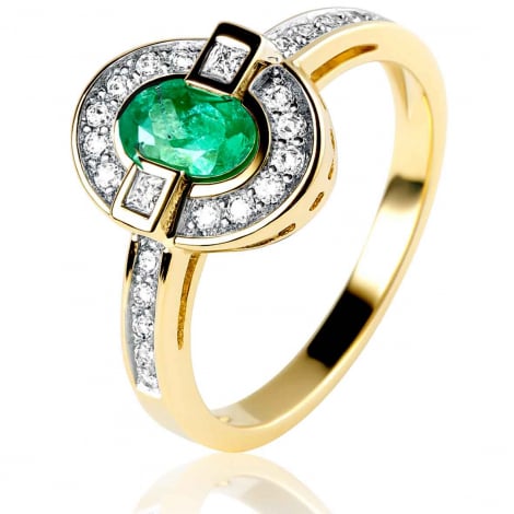 Bague meraude et diamants