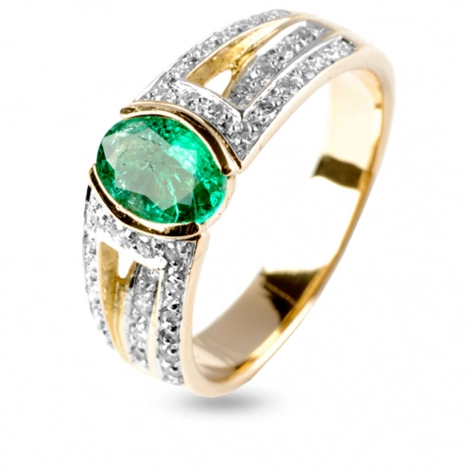 Bague meraude et diamants