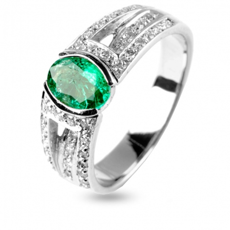 Bague meraude et diamants