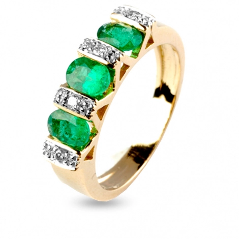 Bague meraude et diamants