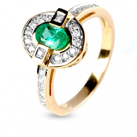 Bague meraude et diamants