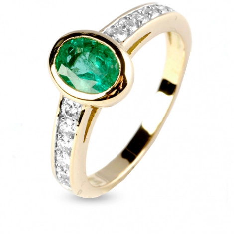 Bague meraude et diamants