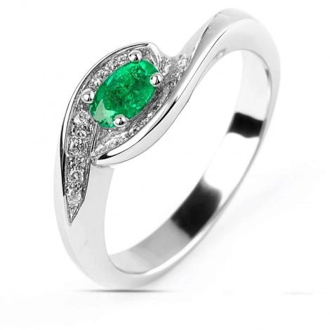 Bague meraude et diamants