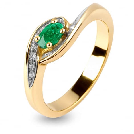 Bague meraude et diamants
