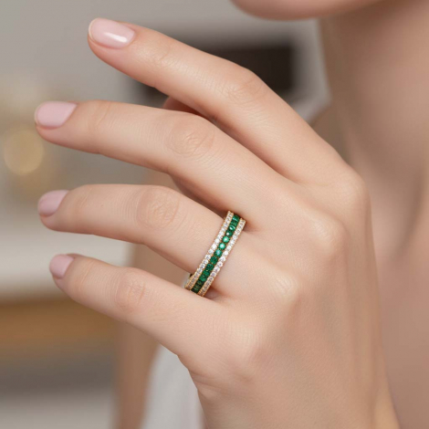 Bague Emeraude et Diamants