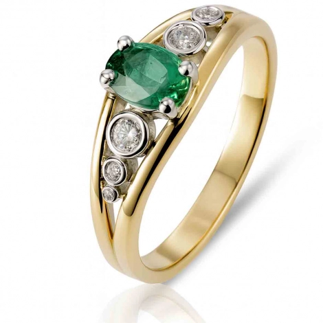 Bague meraude et diamants