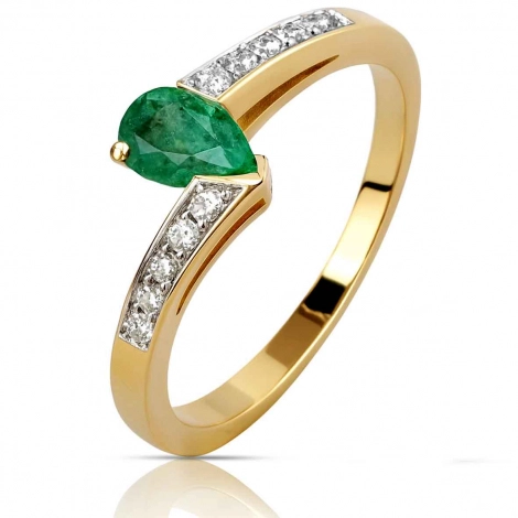 Bague meraude et diamants