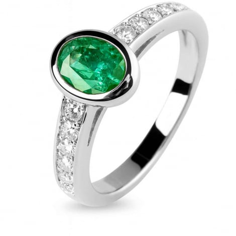 Bague meraude et diamants