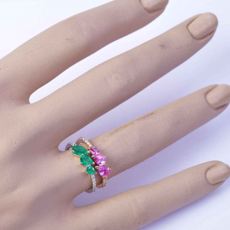 Bague Emeraudes Saphirs et Diamants