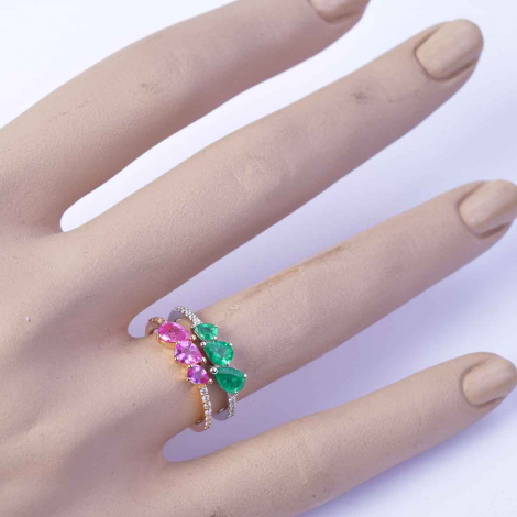 Bague Emeraudes Saphirs et Diamants