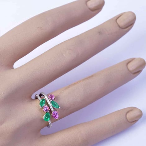 Bague Emeraudes Saphirs et Diamants