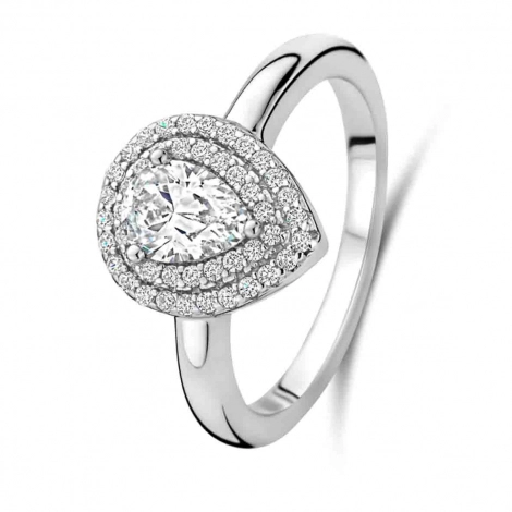 Bague en argent -entourage poire oxydes - Naiomy