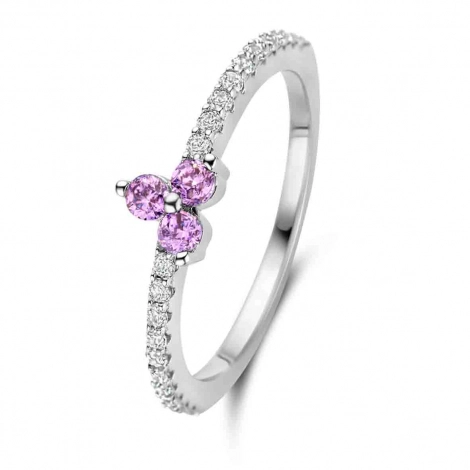 Bague en argent pierre violette et oxydes de zirconium - Naiomy Silver