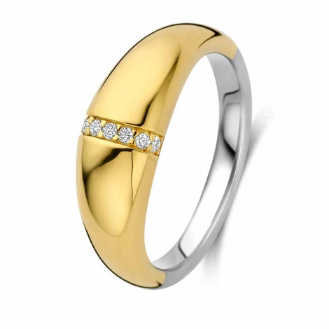 Bague en argent - plaqu or - ligne d'oxydes - Naiomy