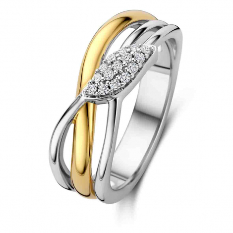 Bague en argent plaqué or - oxydes blancs - Naiomy à combiner
