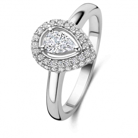 Bague entourage en argent oxyde poire - Naiomy à combiner