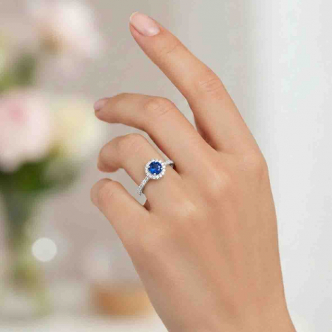 Bague Glory en or blanc, Saphir et diamants